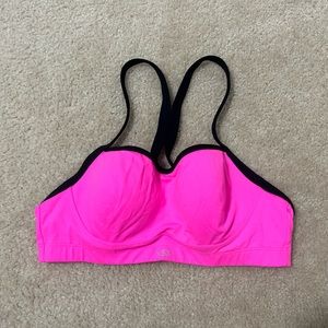 Victoria Secret VSX Sport Bra 36B Underwear Hot Pink Black Trim Adjustable Band